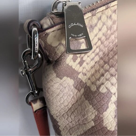 Authentic Coach Kelsey Blush Color Block Pebble Leather Python Embossed Satchel - Picture 5 of 13